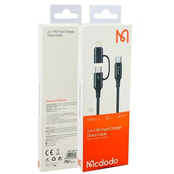 mcdodo charger cable lightning type c ca-7120
